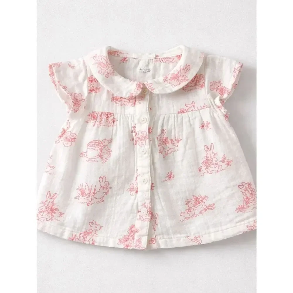 Baby Gap Peter Rabbit white and pink toile 2 piece matching set 6-12 months